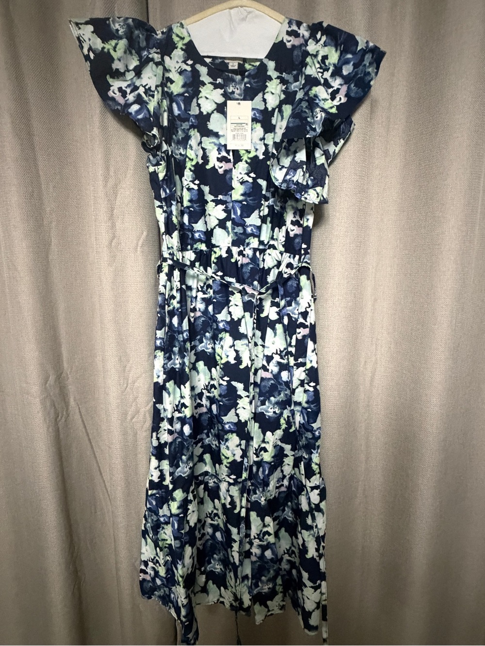 Floral Navy Ruffle Sleeve Maxi Dress - target NWT